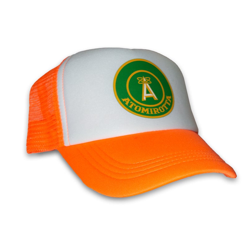 Lippis trucker neon oranssi, vihre&auml; logo